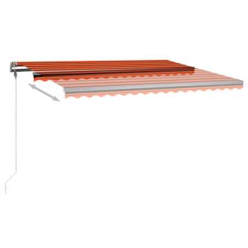 Manual Retractable Awning with LED 400x350 cm - Orange & Brown