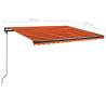 Manual Retractable Awning with LED 400x350 cm - Orange & Brown