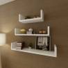 3 White MDF U-shaped Floating Wall Display Shelves Book/DVD Storage Colour white Quantity in Package 3 Number of Pieces 1 