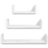 3 White MDF U-shaped Floating Wall Shelves - Stylish Storage