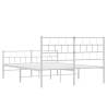 Elegant White Metal Bed Frame with Headboard & Footboard - King Size