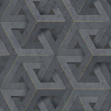 DUTCH WALLCOVERINGS Onyx Anthracite & Gold Wallpaper