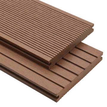 WPC Solid Decking Boards 16m² Light Brown with Accessories