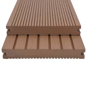 WPC Solid Decking Boards 16m² Light Brown with Accessories