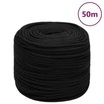 Work Rope Black 8mm 50m Polyester - Durable & Versatile