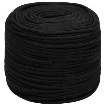 Work Rope Black 8mm 50m Polyester - Durable & Versatile