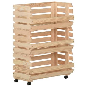 Vegetable Trolley - Rustic Solid Pinewood Storage | HipoMarket