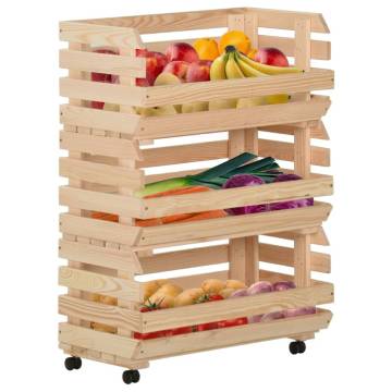 Vegetable Trolley - Rustic Solid Pinewood Storage | HipoMarket