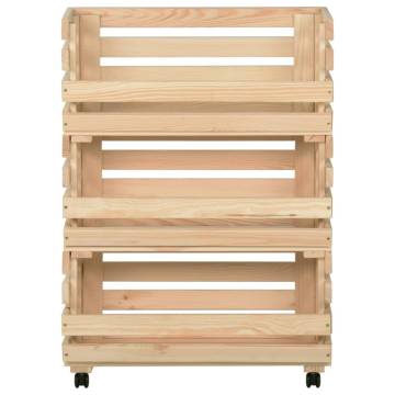 Vegetable Trolley - Rustic Solid Pinewood Storage | HipoMarket