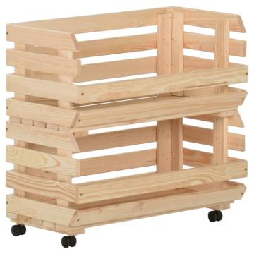 Vegetable Trolley - Rustic Solid Pinewood Storage | HipoMarket