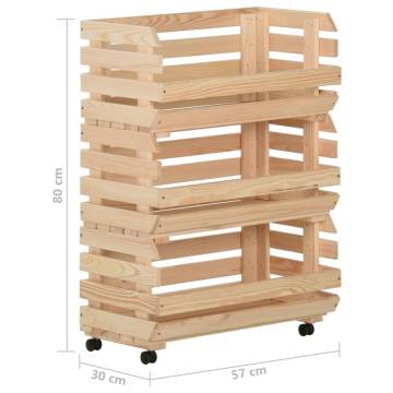 Vegetable Trolley - Rustic Solid Pinewood Storage | HipoMarket