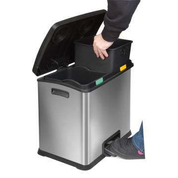 EKO Pedal Bin Rejoice 2x12 L Matte Silver - Modern Waste Solution