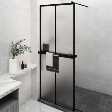 Stylish Walk-in Shower Wall with Shelf Black 80x195 cm