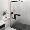 Walk-in Shower Wall with Shelf Black 80x195 cm ESG Glass&Aluminium Colour frosted Size 80 x 195 cm Model 2x2 grids 