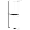 Stylish Walk-in Shower Wall with Shelf Black 80x195 cm