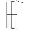 Stylish Walk-in Shower Wall with Shelf Black 80x195 cm