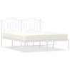 Elegant White Metal Bed Frame with Headboard - 140x190 cm