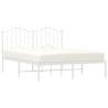 Elegant White Metal Bed Frame with Headboard - 140x190 cm