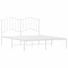 Elegant White Metal Bed Frame with Headboard - 140x190 cm