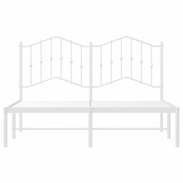 Elegant White Metal Bed Frame with Headboard - 140x190 cm