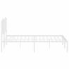 Elegant White Metal Bed Frame with Headboard - 140x190 cm