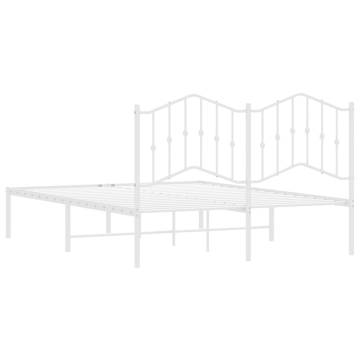 Elegant White Metal Bed Frame with Headboard - 140x190 cm