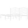 Elegant White Metal Bed Frame with Headboard - 140x190 cm