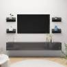 High Gloss Grey Wall Shelves - 4 pcs | Stylish Storage Solution