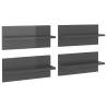 High Gloss Grey Wall Shelves - 4 pcs | Stylish Storage Solution