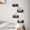 High Gloss Grey Wall Shelves - 4 pcs | Stylish Storage Solution