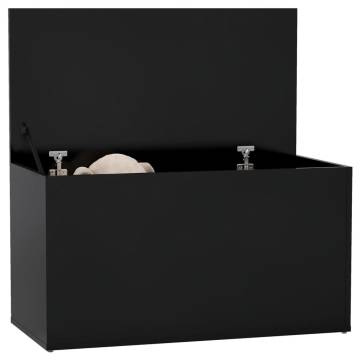 Stylish Black Storage Chest | 84x42x46 cm Engineered Wood