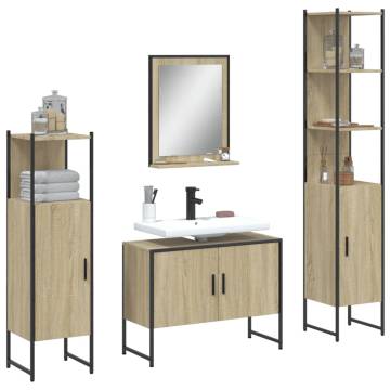 4 Piece Bathroom Cabinet Set - Sonoma Oak - Stylish Storage