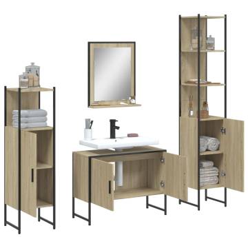 4 Piece Bathroom Cabinet Set - Sonoma Oak - Stylish Storage