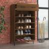 Elegant Brown Oak Shoe Cabinet - 60x35x105 cm