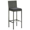 Garden Bar Stools with Cushions - 4 pcs Grey Poly Rattan