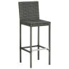 Garden Bar Stools with Cushions - 4 pcs Grey Poly Rattan