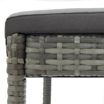 Garden Bar Stools with Cushions - 4 pcs Grey Poly Rattan