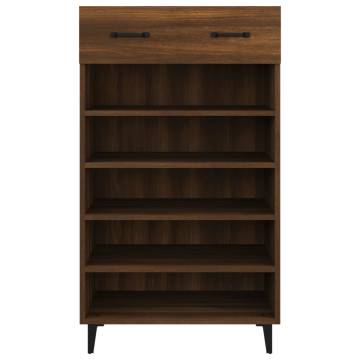 Elegant Brown Oak Shoe Cabinet - 60x35x105 cm