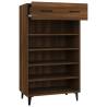 Elegant Brown Oak Shoe Cabinet - 60x35x105 cm