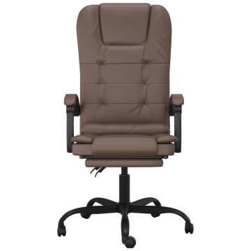 Massage Reclining Office Chair - Brown Faux Leather | HipoMarket