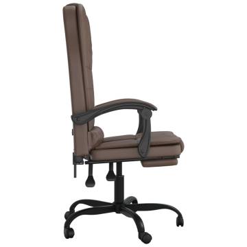 Massage Reclining Office Chair - Brown Faux Leather | HipoMarket