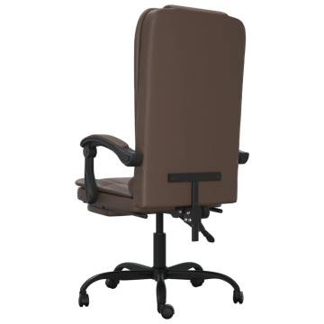 Massage Reclining Office Chair - Brown Faux Leather | HipoMarket