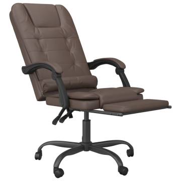 Massage Reclining Office Chair - Brown Faux Leather | HipoMarket