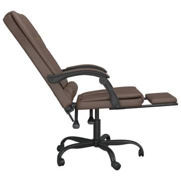 Massage Reclining Office Chair - Brown Faux Leather | HipoMarket