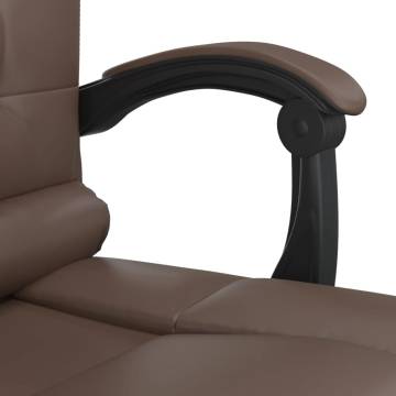 Massage Reclining Office Chair - Brown Faux Leather | HipoMarket