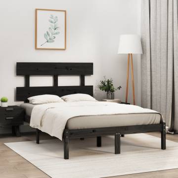 Black Solid Wood Bed Frame 120x190 cm - Small Double