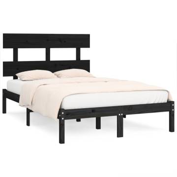 Black Solid Wood Bed Frame 120x190 cm - Small Double