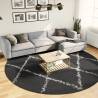 Shaggy Rug High Pile Modern Black and Cream Ø 280 cm Colour black and cream Size Ø 280 cm 