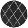 Shaggy Rug High Pile Black and Cream Ø 280 cm | Hipomarket