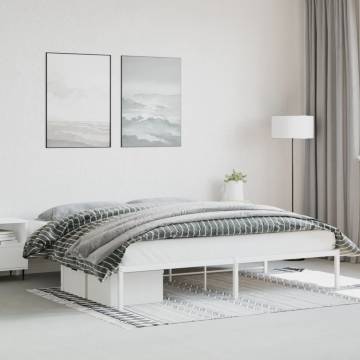 White Metal Bed Frame 193x203 cm - Sturdy & Elegant Design